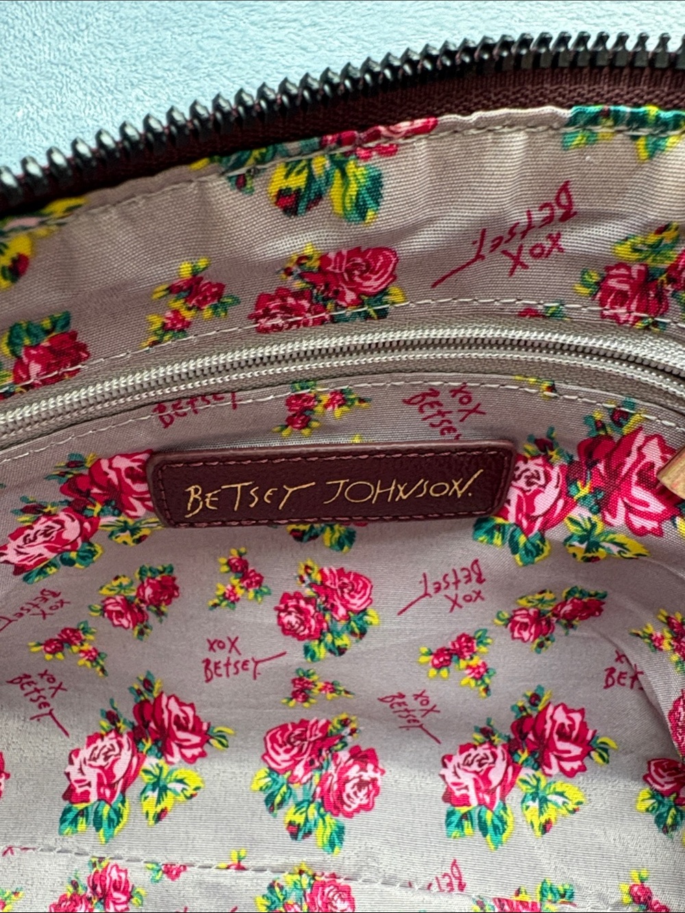 Betsey Johnson Wine Red Crossbody with Floral Scarf Accent - Picture 7 of 16